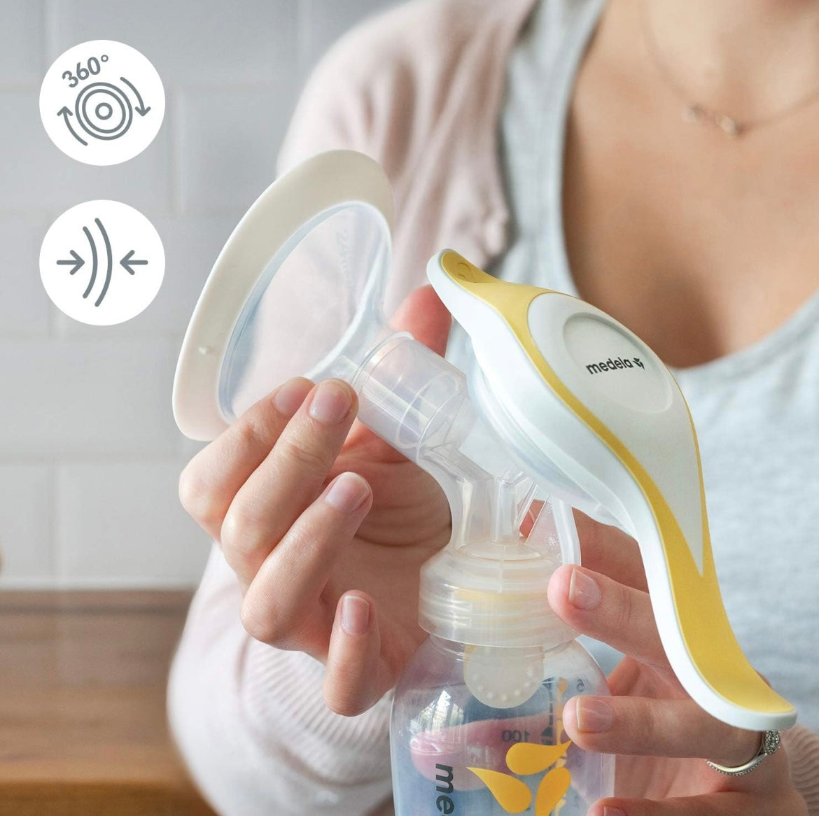 Tire-Lait Manuel Medela Harmony, Design Compact avec Téterelle Personalfit Flex et Fonction Stimulation