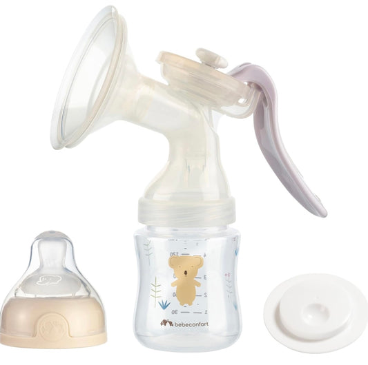 Bebeconfort Tire-Lait Manuel, Tire-Lait en Silicone, Kit Tire-lait manuel avec biberon 150ml, Sable