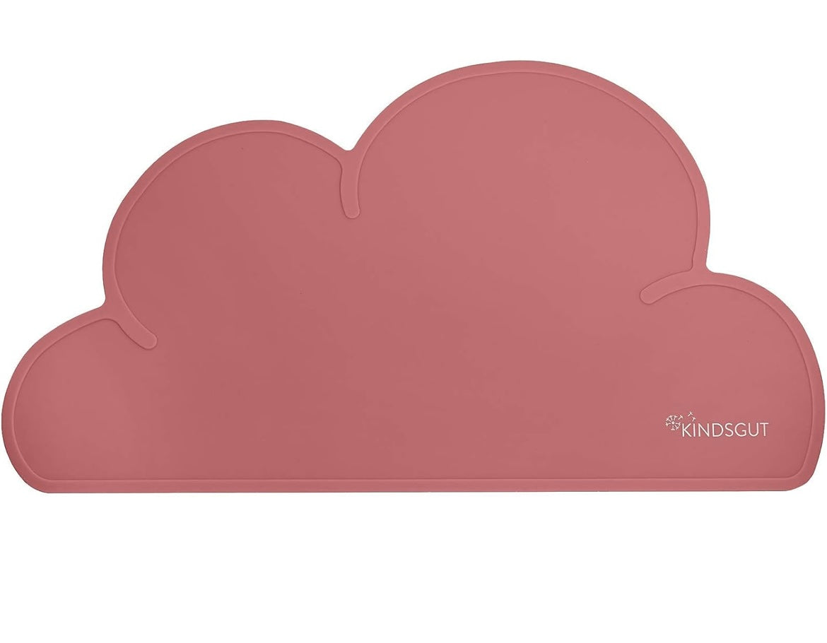 Kindsgut Set de Table Enfant en Silicone étanche et antidérapant en Forme de Nuage, aux Couleurs discrètes, Rose foncé