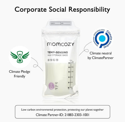 Momcozy Lot de 120 Sacs de Conservation du Lait Maternel, Préstérilisés, Double étanchéité, pour Congélation 180mL