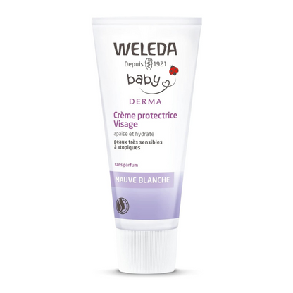 WELEDA - Crème protectrice Visage Mauve Blanche - Hydrate, nourrit et calme les irritations - Pour les bébés et les jeunes enfants à la peau très sensibles ou à tendance atopiques - 50 ml