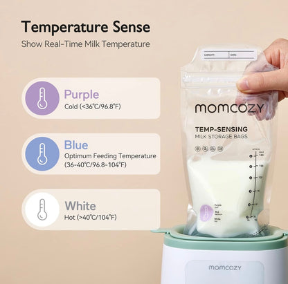 Momcozy Lot de 120 Sacs de Conservation du Lait Maternel, Préstérilisés, Double étanchéité, pour Congélation 180mL