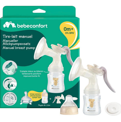 Bebeconfort Tire-Lait Manuel, Tire-Lait en Silicone, Kit Tire-lait manuel avec biberon 150ml, Sable