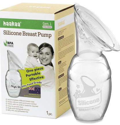 haakaa 100 ML Tire-Lait Manuel, Transparent Tire-Lait en Silicone, Recueil Lait, Sain et Inoffensif, Sauvez Chaque Goutte de Lait Maternel
