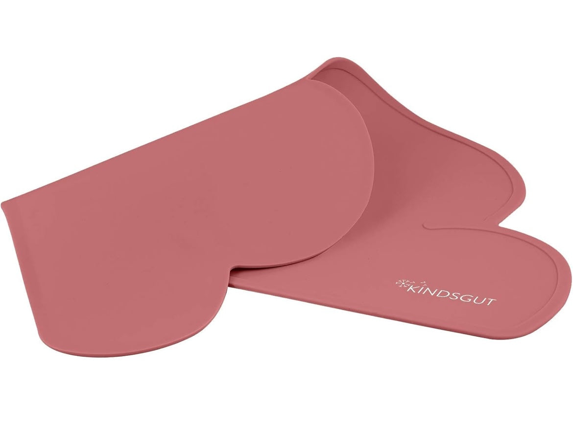 Kindsgut Set de Table Enfant en Silicone étanche et antidérapant en Forme de Nuage, aux Couleurs discrètes, Rose foncé