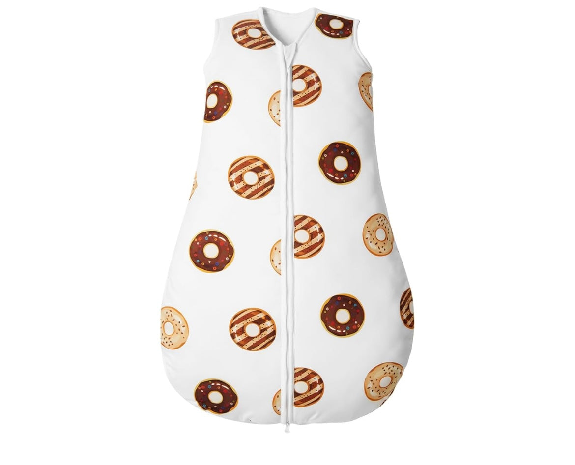 Lilian&Gema Gigoteuse Hiver 0-18 Mois, 2.5 Tog Gigoteuse Emmaillotage, Couverture D'Emmaillotage sans Manches avec Fermeture Eclair à Double Sens (Beignet imprimé, Hauteur 70 cm)